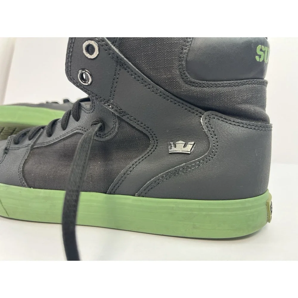 SUPRA Vaider high-top Skate Shoes Black Green Canvas Men's Size 9